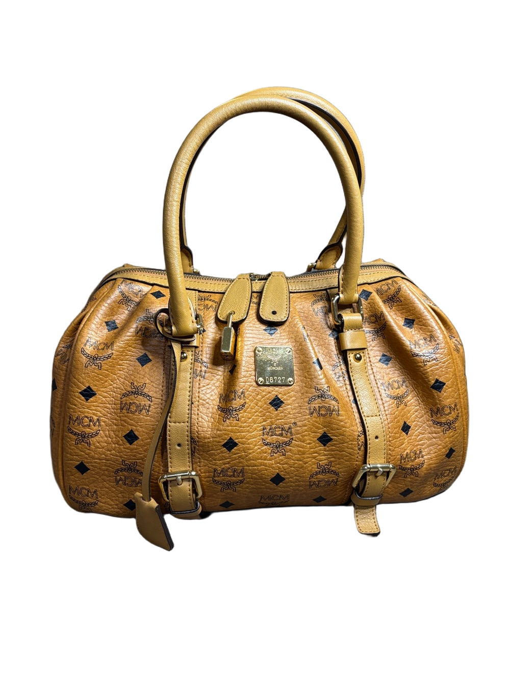 MCM Cognac Visetos Top Handle Leather Satchel- COA included